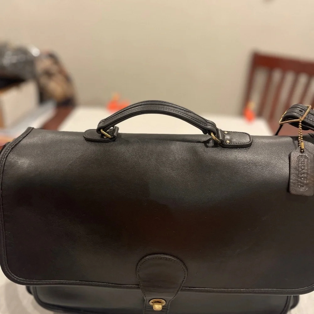 Vintage Coach Smooth Black Leather Metropolitan Briefcase Adj Strap 1133-311 OBO - Picture 5 of 16